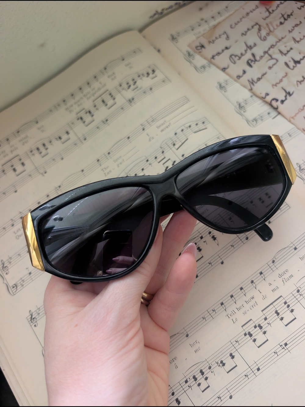 Vintage 90s Versace Black Sunglasses with Gold Accents - Picture 14 of 14